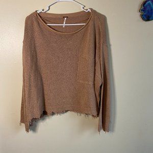 Free People Dusty Pink Raw Hem Sweater